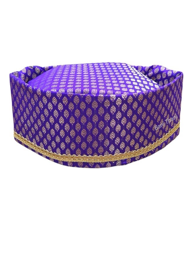 BANI THANI® Wedding Traditional Purple Colour Topi for Men, Pooja Cap is Also Know as Enagement Cap, Saptapadi Pagdi, Puttha Topi, Freesize (Purple Colour) - Image 1